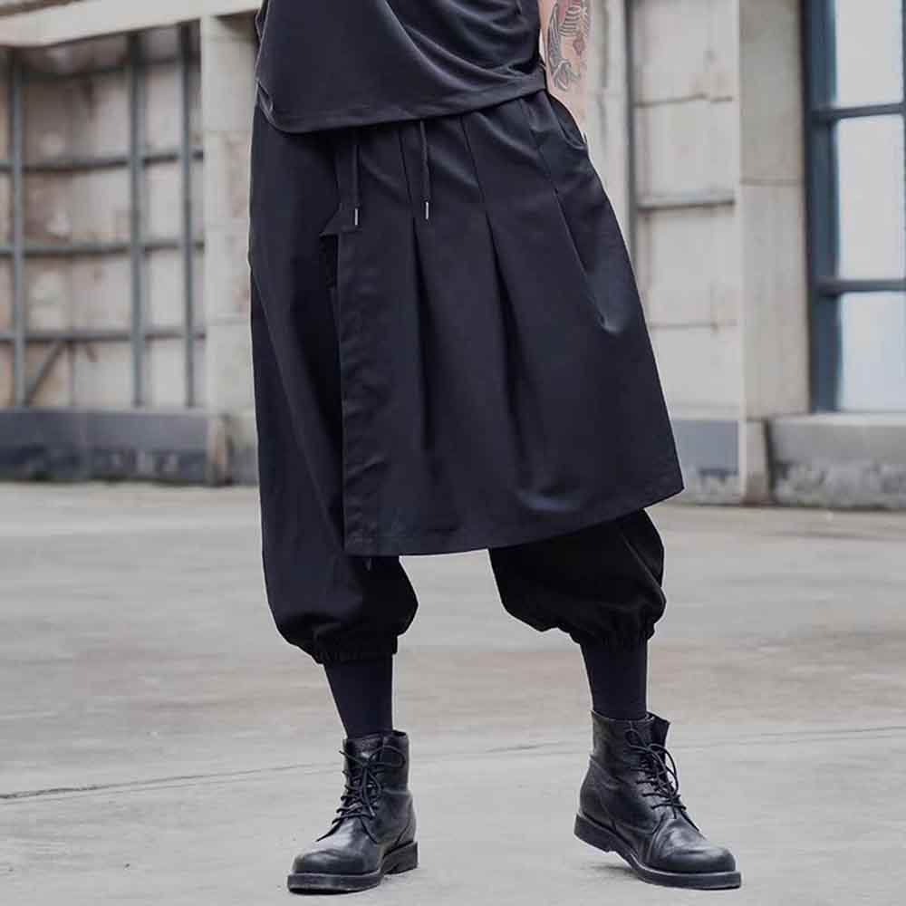 Men'S Fashion Pants 2025 - กางเกงฮาเร็มผู้ชายทรงหลวมชายไม่เท่ากัน 2 ชั้น สไตล์ลำลอง สตรีทแวร์ แฟชั่นโกธิค