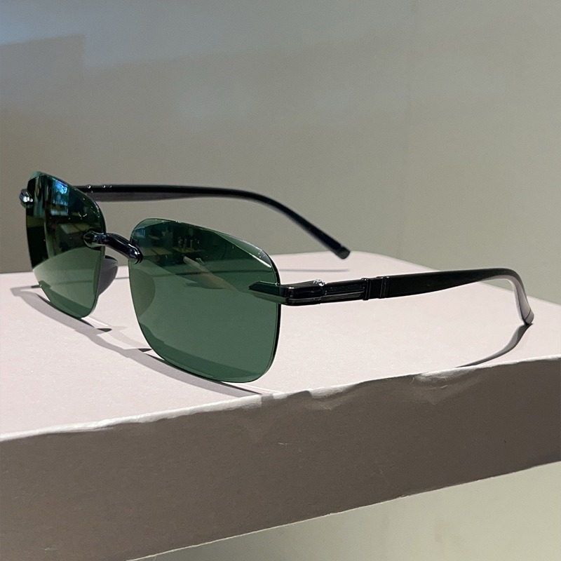 Men'S Fashion Rimless Glasses - แว่นกันแดดแฟชั่นนักบิน ผู้ชาย แบรนด์หรู วินเทจ ไร้กรอบ แว่นกันแดดกรอบยืดหยุ่น