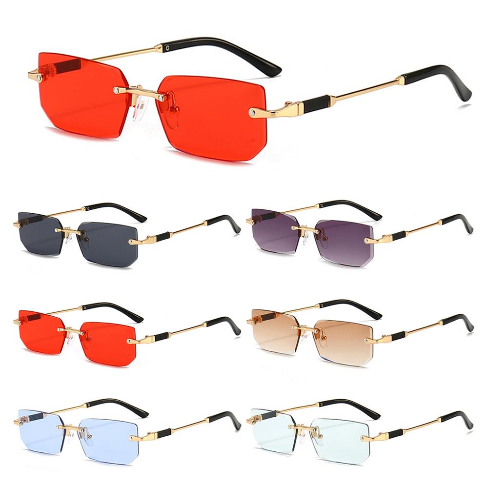 Men'S Fashion Y2K - แว่นกันแดดทรงสี่เหลี่ยมไร้ขอบย้อนยุค UV400 แว่นตาเฉดสี Y2K สำหรับผู้หญิงและผู้ชาย