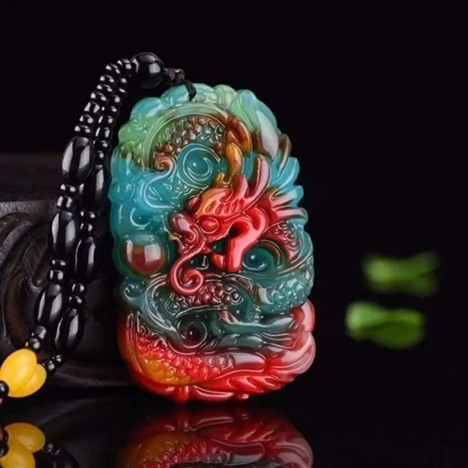 Men'S Fashion Jewelry - จี้สร้อยคอมังกร giok Asli จี้อัญมณีของขวัญหินหรูหราแฟชั่นเครื่องรางเครื่องประดับผู้ชายธรรมชาติที่มีสีสัน