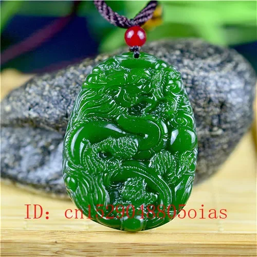 Men'S Fashion Jewelry - ธรรมชาติสีเขียวจีนหยกมังกรจี้สร้อยคออุปกรณ์เสริมแฟชั่นCharmเครื่องประดับแกะสลักของขวัญAmuletสำหรับผู้หญิงผู้ชาย