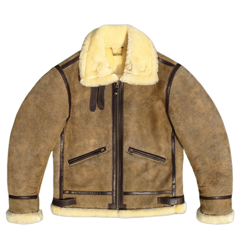 Bomber Jacket Men - สีน้ําตาลอ่อนฤดูหนาว Shearling เสื้อแจ็คเก็ตผู้ชายสไตล์วินเทจ PLUS ขนาด 5XL