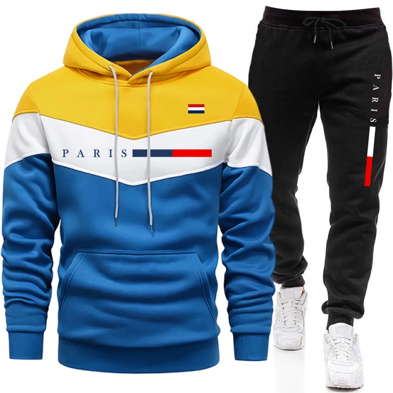 Paris Fashion Men - เสื้อฮู้ดแฟชั่นลำลองสไตล์คนเมือง ชุดกีฬา พิมพ์ลายปารีส เสื้อพูลโอเวอร์ ชุดเซ็ตขายดีปี 2026