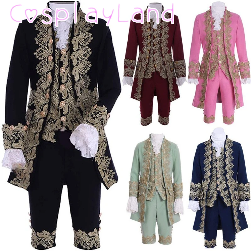 Mens Fashion Vest - ชุดวิคตอเรียนสำหรับผู้ชาย สไตล์โรโคโค ยุคกลาง เสื้อแจ็คเก็ต เสื้อกั๊ก กางเกง