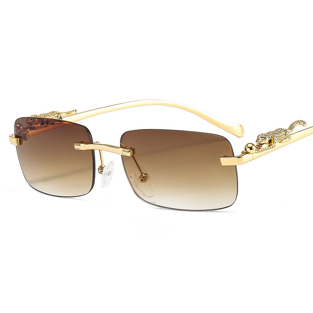 Men'S Fashion Rimless Glasses - Retro แฟชั่นสี่เหลี่ยมผืนผ้า Kacamata Hitam Tanpa Bingkai
