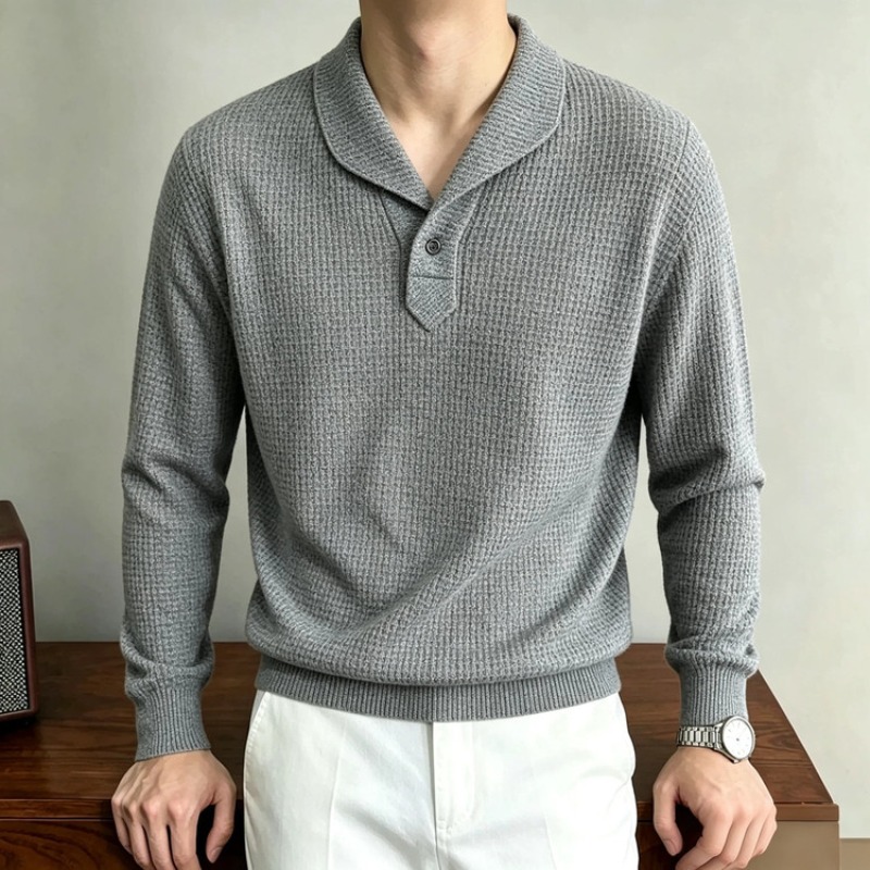 Polo Shirt Slim - เสื้อโปโลแขนยาวสำหรับผู้ชายรุ่นใหม่ | เสื้อคอเฮนลีย์สไตล์วินเทจ | ทรงสลิมฟิตแบบลำลอง |