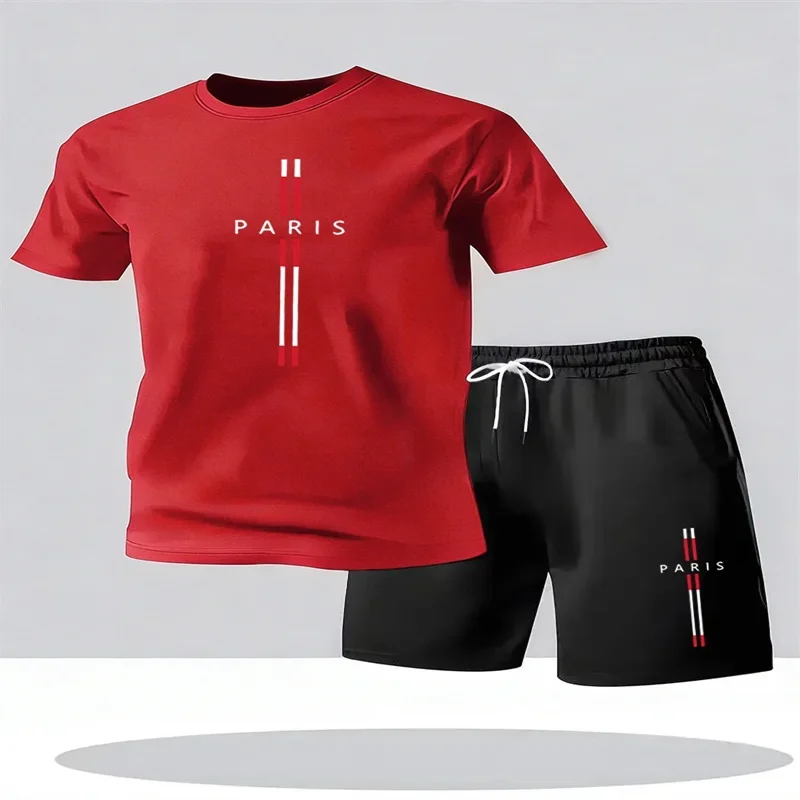 Paris Fashion Men - ชุดกีฬาผู้ชาย PARIS รุ่นใหม่ ชุดเสื้อกีฬาผู้ชาย คอวี แขนสั้น