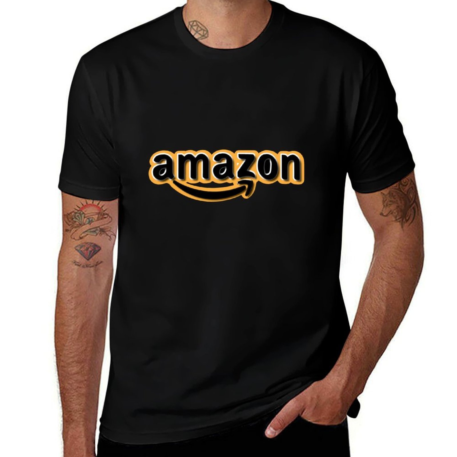 Amazon Men'S Fashion - เสื้อยืดลายโลโก้อเมซอน แฟชั่นลำลอง แขนสั้น