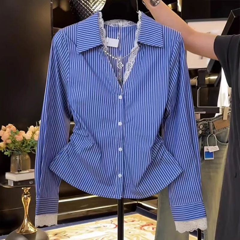 Elegant Lace Patchwork จีบ Sli - Polo Shirt Slim บทวิจารณ์และราคา
