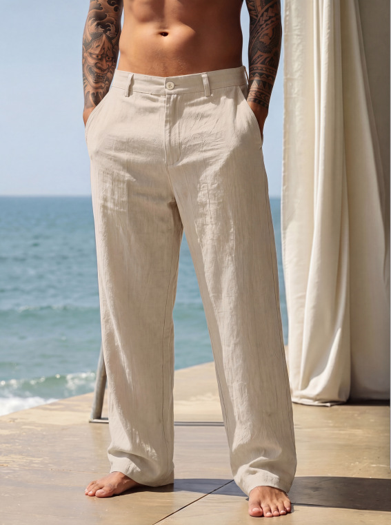 กางเกงขายาวลำลองผ้าลินินสีพื้น - Amazon Men'S Fashion บทวิจารณ์และราคา