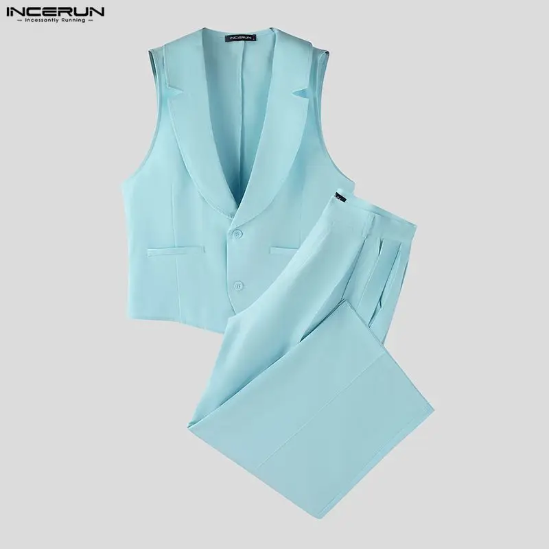 INCERUN ชุดเซ็ตผู้ชาย สีพื้น ค - Mens Fashion Vest บทวิจารณ์และราคา