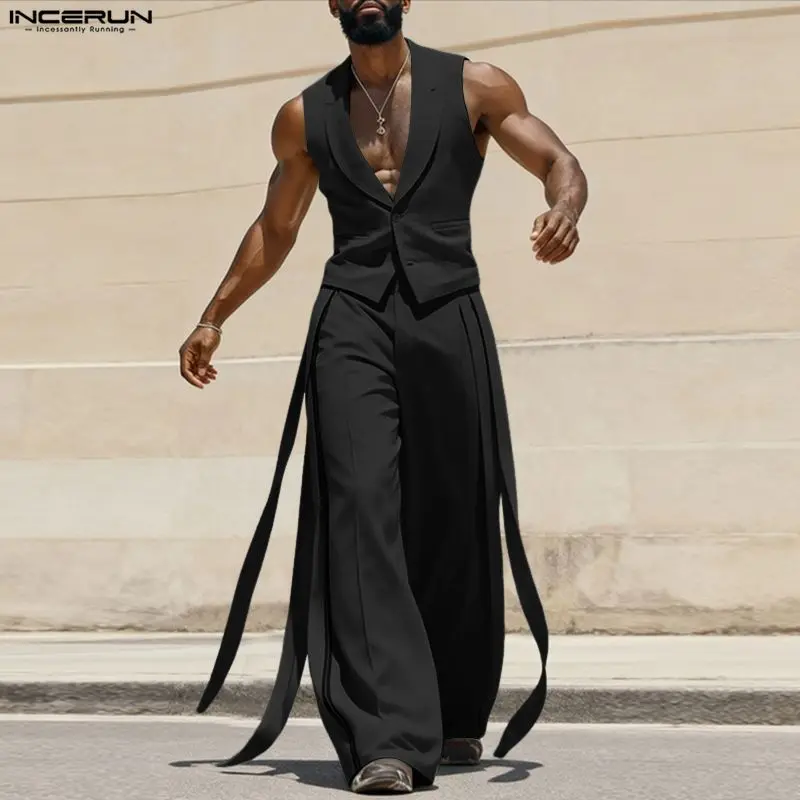 INCERUN ชุดเซ็ตผู้ชาย สีพื้น ค - Mens Fashion Vest บทวิจารณ์และราคา
