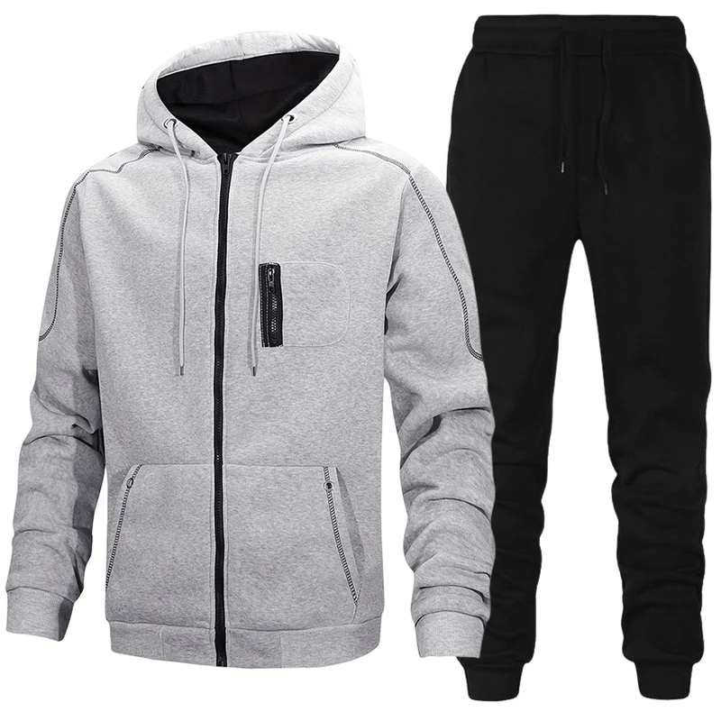 ชุดวอร์มแฟชั่นผู้ชาย เสื้อฮู้ด - Men'S Fashion Zipper Jacket บทวิจารณ์และราคา