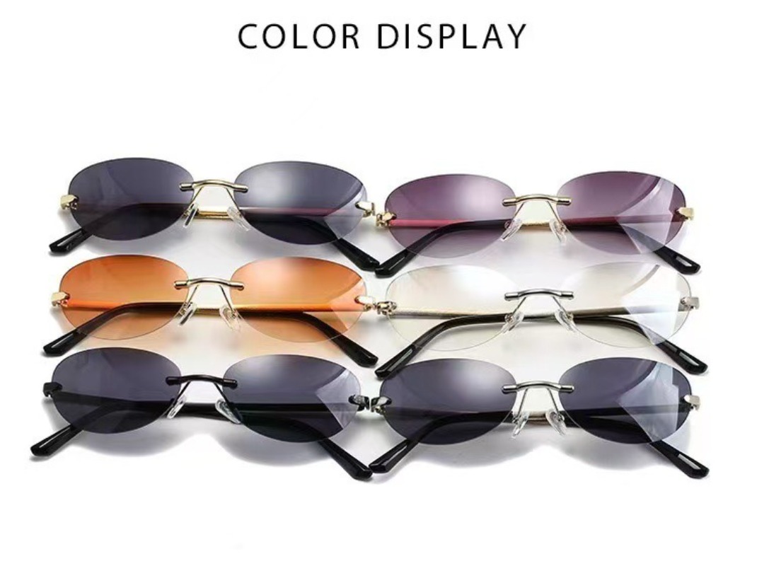 แว่นกันแดดทรงวงรีไร้ขอบผู้หญิง - Men'S Fashion Rimless Glasses บทวิจารณ์และราคา