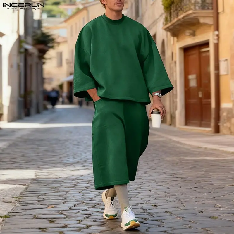 ชุดเซ็ตผู้ชาย INCERUN สีพื้น เ - Men'S Fashion Outfits บทวิจารณ์และราคา