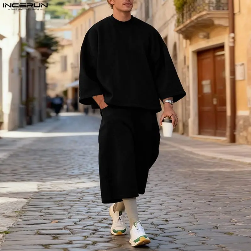 ชุดเซ็ตผู้ชาย INCERUN สีพื้น เ - Men'S Fashion Outfits บทวิจารณ์และราคา
