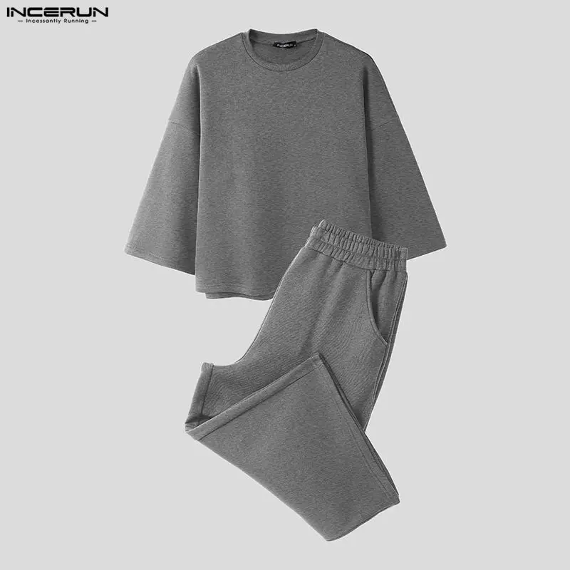 ชุดเซ็ตผู้ชาย INCERUN สีพื้น เ - Men'S Fashion Outfits บทวิจารณ์และราคา