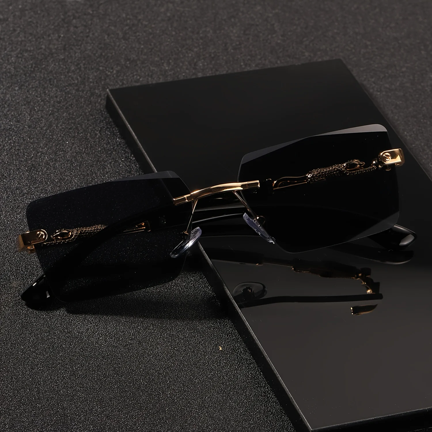 1 ชิ้นแว่นตากันแดดไร้ขอบรูปสี่ - Men'S Fashion Rimless Glasses บทวิจารณ์และราคา