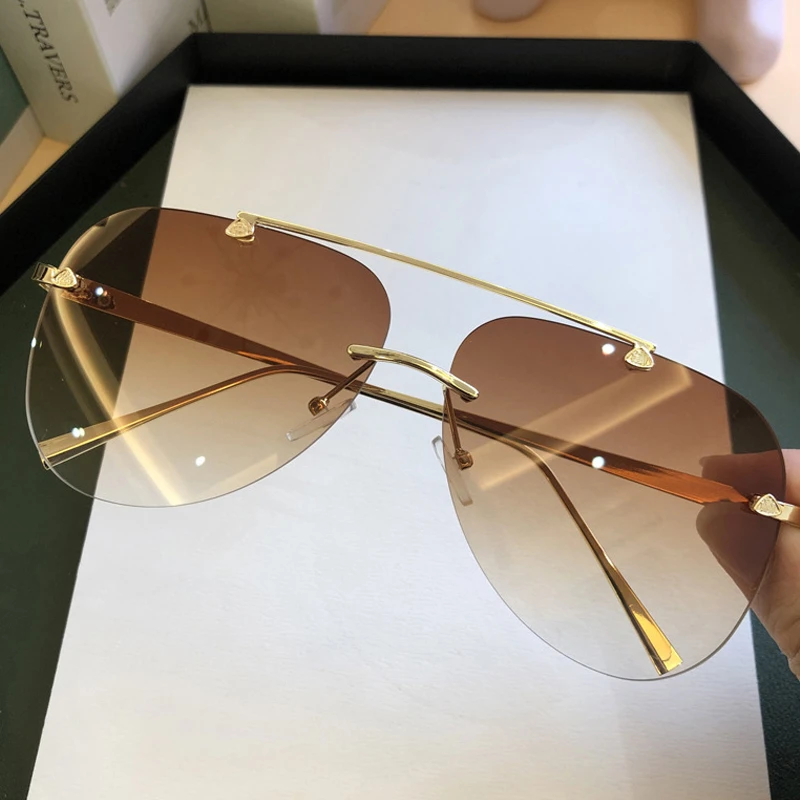 แว่นกันแดดทรงนักบินวินเทจไร้กร - Men'S Fashion Rimless Glasses บทวิจารณ์และราคา