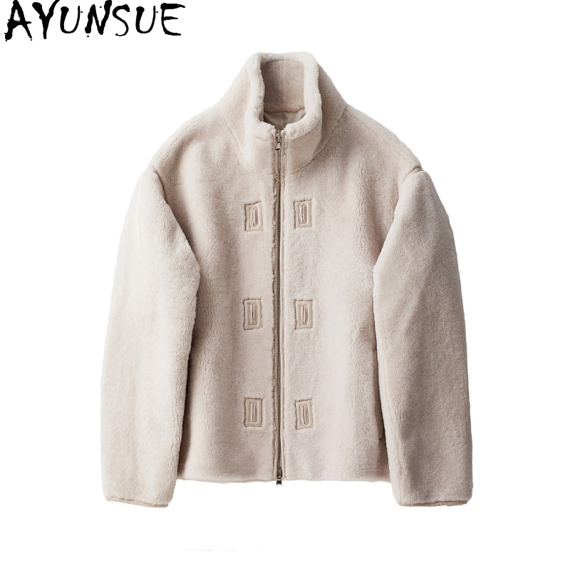 AYUNSUEธรรมชาติMerinoแกะShearl - Men'S Fashion Zipper Jacket บทวิจารณ์และราคา
