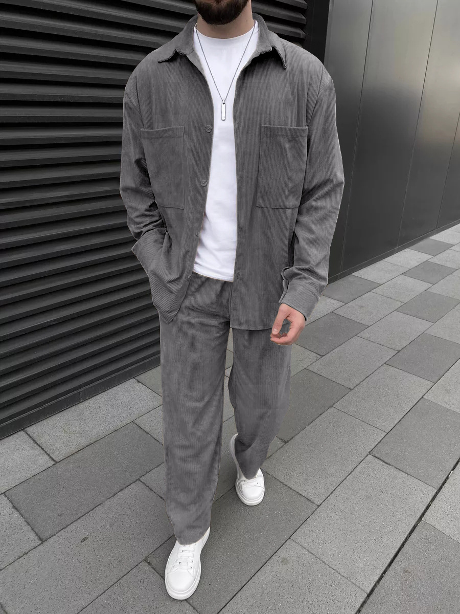 ชุดเซ็ตสองชิ้นผ้าลูกฟูกสำหรับผ - Men'S Fashion Outfits บทวิจารณ์และราคา