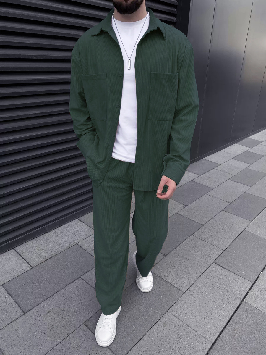ชุดเซ็ตสองชิ้นผ้าลูกฟูกสำหรับผ - Men'S Fashion Outfits บทวิจารณ์และราคา
