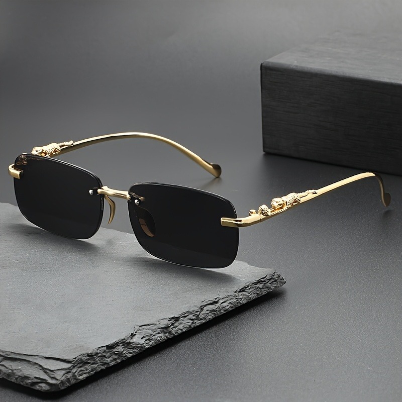 แว่นกันแดดแฟชั่นไร้กรอบโลหะ ผู - Men'S Fashion Rimless Glasses บทวิจารณ์และราคา