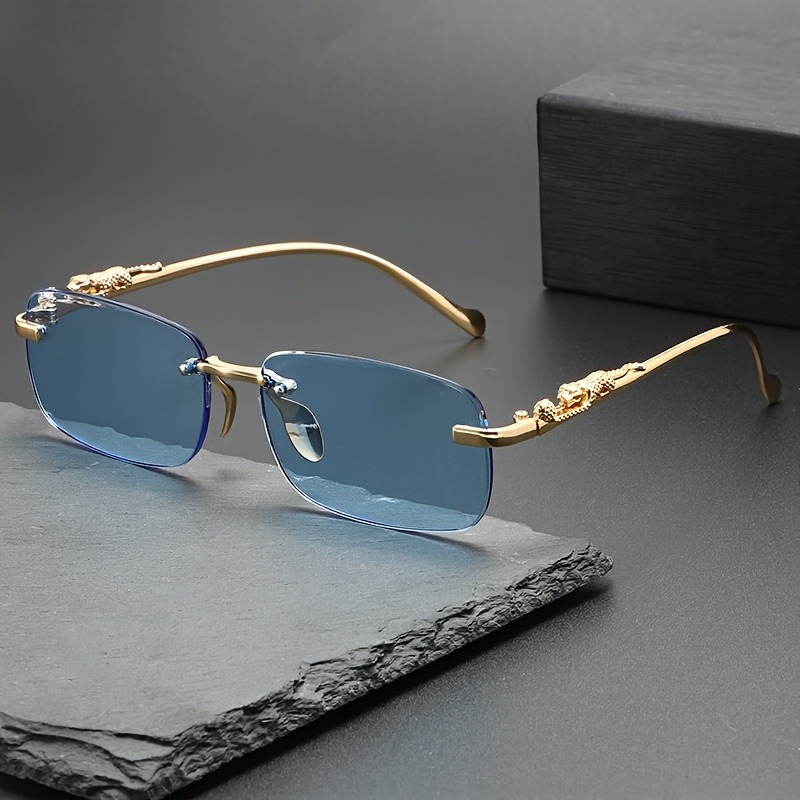 แว่นกันแดดแฟชั่นไร้กรอบโลหะ ผู - Men'S Fashion Rimless Glasses บทวิจารณ์และราคา
