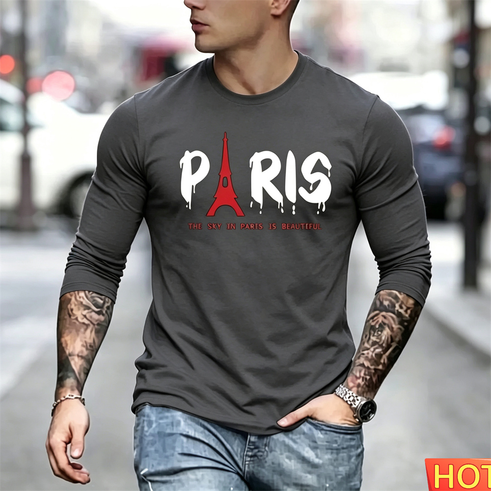 เสื้อยืดแขนยาวผู้ชายสไตล์ฤดูใบ - Men'S Fashion Y2K บทวิจารณ์และราคา