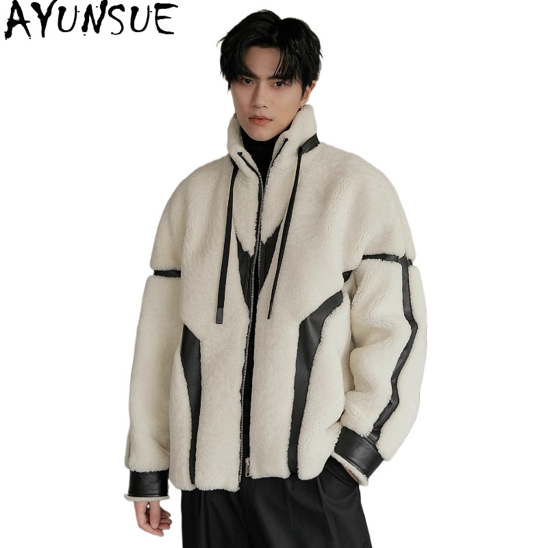AYUNSUE หรูหราขนสัตว์ธรรมชาติ  - Men'S Fashion Zipper Jacket บทวิจารณ์และราคา