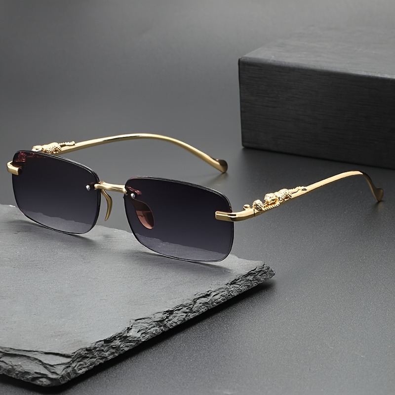 แว่นกันแดดแฟชั่นไร้กรอบโลหะ ผู - Men'S Fashion Rimless Glasses บทวิจารณ์และราคา