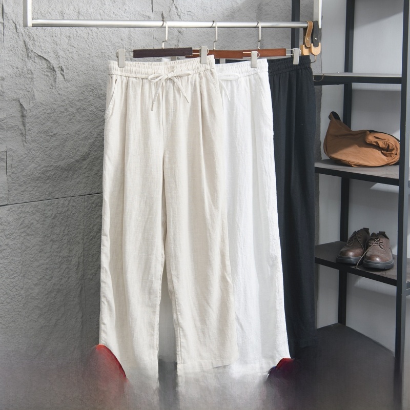 กางเกงขายาวทรงตรงผ้าลินินผสมฝ้ - Men'S Fashion Garage บทวิจารณ์และราคา