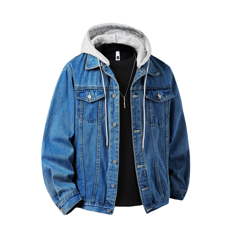 ผู้ชายHooded Denimแจ็คเก็ตผู้ช - Bomber Jacket Men บทวิจารณ์และราคา